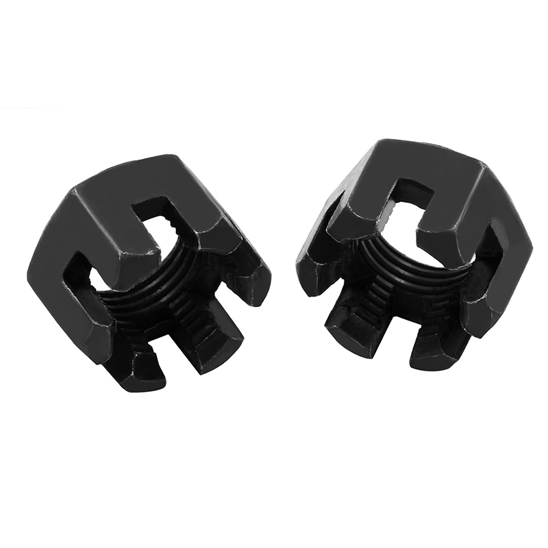 M16×1.5 گرید 4.8 فولاد کربنی مهره قلعه شکافدار اکسید مشکی فولادی DIN 935